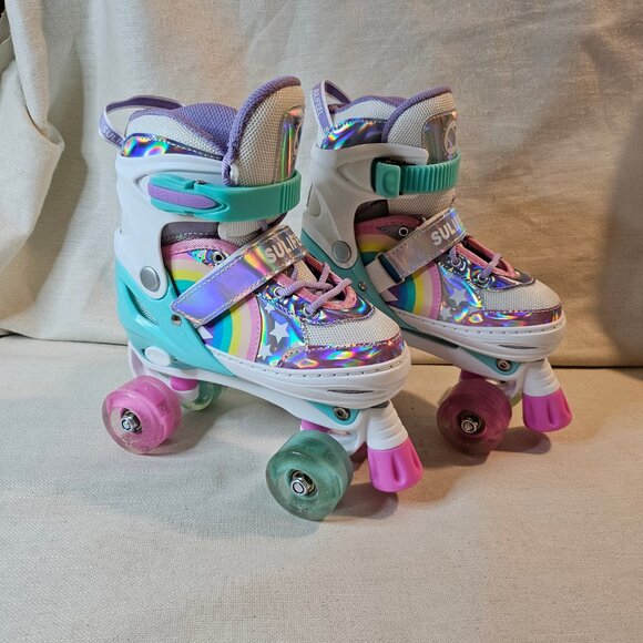 Sulifeel Adjustable Light Up Rainbow Child Roller Skates - 1.5Y - 5Y - Picture 3 of 7